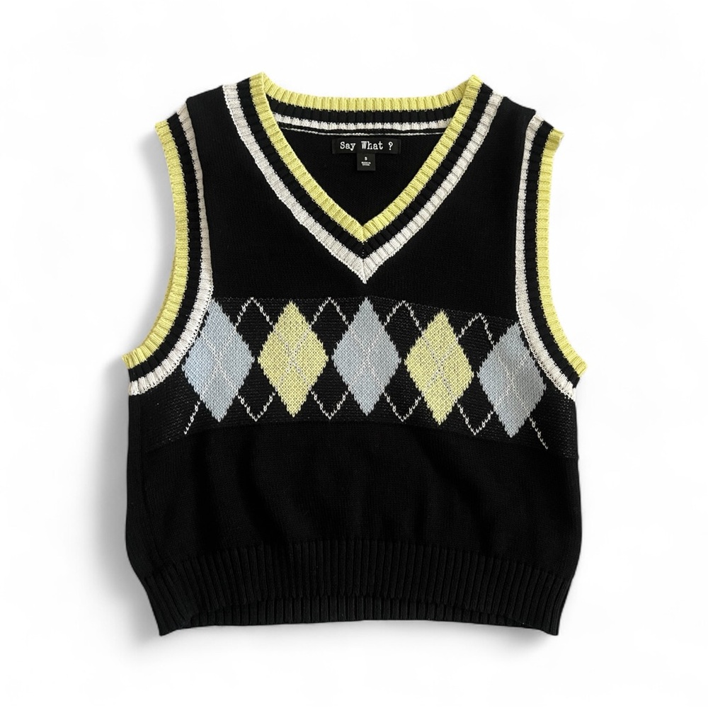 90s/Y2K Academia Preppy Argyle Sweater Vest Size: Small